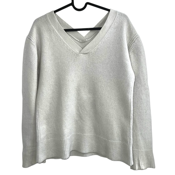 Derek Lam 10 Crosby Peninia 100% CASHMERE v-neck sweater top jumper white grey S - Picture 6 of 10